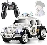 Top Race Remote Control Police Car, with Lights and Sirens | RC Police Car for Kids | Easy to Control, Rubber Tires, Heavy Duty Old Fashioned Style