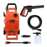 Black + Decker Bepw1800T 1700W 1810 Psi 125 Bar Pressure Washer for Car, Bike, Home & Garden Cleaning Use with Multiple Accessories Included, 1 Year Warranty, Orange & Black