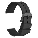 WOCCI 20mm Silicone Watch Band, Quick Release Rubber Replacement Strap with Black Stainless Steel Buckle (Black)