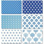 48-Pack Blue Stationery Notecards and Envelopes Set, 4x6-Inch Generic All Occasion Thank You Notes for Birthdays, Business Anniversaries, 6 Floral Designs (Blank Inside)