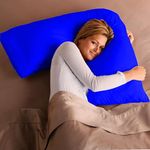 Adam Home V Pillow with Royal Blue Pillowcase Extra Filled Hollow Fiber for Neck Support, Orthopedic, Maternity Pregnancy & Nursing Super Soft & Comfortable V shaped Pillow with Pillowcase