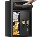 4.5 Cubic Fireproof Depository Safe with Drop Slot, Electronic Anti-Theft Drop Safe for Business with Programmable Numeric Keypad Lock and Spare Keys, Cash Drop Safe Box for Office Home Retail Store