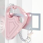 Portable Door Lock, Hotel Door Locks for Travelers Metal, Prevent Unauthorized Entry, Apartment Essentials, Home Security, Traveling Essentials,Pink