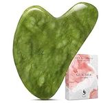 Gua Sha Set for Face | 100% Authentic Natural Jade Gua Sha Jade Roller Face Roller | Premium Skincare, Original Gua Sha Facial Tools, GuaSha Face Massager Guasha Tool (Dark Jade)