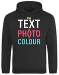 Hippowarehouse Personalised unisex Hoodie hooded top (Specific size guide in description) Black