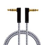 CableCreation 3.5mm Audio Cable, 90 Degree 3.5mm Male to Male Auxiliary Aux Cable Compatible with Phone, Tablet, Headphone, MP3 Player, Car/Home Stereo, Laptop Black 3FT