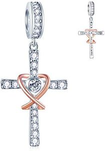 2023 925 Sterling Silver Christian Theme Charms, Sparkling Religious Cross, Yin Yang Balance Charm, Keep Faith Beads, Bible Pendant, Gifts for Christmas/Mothers Day, fits European Bracelet/Necklace, Sterling Silver Cubic Zirconia, Cubic Zirconia