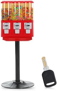 Candy Vending Machine For Business and Home - NEW GENERATION - Triple Coin Operated Vending Machine Using Quarters - Commercial Gumball Machine with Stand for Sale Use for Gumballs Toys Capsules (RED)