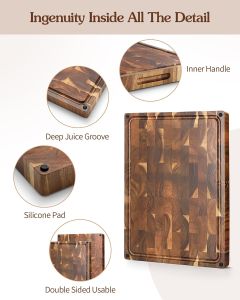 XINZUO Acacia End Grain Cutting Board – Durable Wood Chopping Block