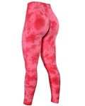 AUROLA Dream Collection Workout Leggings for Women High Waist Seamless Scrunch Athletic Running Gym Fitness Active Pants, Pink Fire Tie Dye, Small