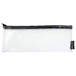 Fashion Stationery Clear Pencil Case for Exams Large See Through Long Transparent Slim Pencil Pouch with Black Zip Back to School Pencil Cases 31cm x 12 cm