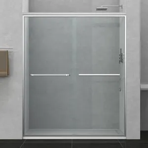 ENSO SENKA 56-60" W x 72" H Semi-Frameless Bypass Sliding Shower Door, Easy-to-Clean Treated Clear Tempered SGCC Glass, Polished Chrome
