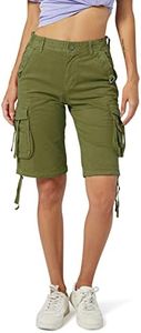 OCHENTA Womens Cargo Shorts with Multi Pockets, Stretch Bermuda Summer Casual Hiking Shorts Women Army Green 12
