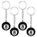 Grevosea 4Pcs Billiard Ball Keychain, Pool Ball Keychains With Key Chain Lucky 8 Ball Keychain Creative Key Chain for Billiards Lover Pool Player Gift (0.98in/25mm)