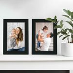 Amazon Brand - Solimo Synthetic Wood Table Photo Frame Set | Plexi Glass | Frame for Home and Office Decoration | 2 Pieces - 5x7 Inches(Black)