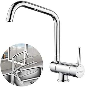GRIFEMA GRIFERÍA DE COCINA-G4004 Rubinetto Monocomando per Cucina Pieghevole, Miscelatore Cucina Sottofinestra (G3/8 Pollici), Cromo/Argento