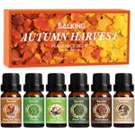 SALKING Autumn Fragrance Oils, Premium Essential Oils Gift Set Fall Diffuser Oils, Scented Oils for Soaps Candle Making - Cinnamon, Pumpkin Spice, Apple Cider, Vanilla, Forest Pine, Snickerdoodle