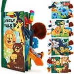 hahaland Baby Book Baby Toys Jungle Tails Sensory Books for Babies Touch and Feel Soft Books, Crinkle Paper Baby Essentials for Newborn Infants Toys, Newborn Gifts for 0 3 6 12 months Boys Girls