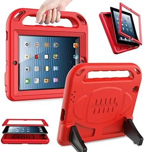 AVAWO Kids Case Built-in Screen Protector for iPad 2 3 4 （Old Model）- Shockproof Handle Stand Kids Friendly Compatible with iPad 2nd 3rd 4th Generation (Red)