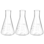 PATIKIL Erlenmeyer Flask, 3 Pcs 100ml 3.4oz Narrow Mouth Graduated Flasks Borosilicate Glass with Printed Graduation for Lab Experiment Chemistry Science Study