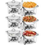 Deluxe Stainless Steel Chafing Dish Round Chafer with Lid 5 Quart,Dinner Serving Buffet Warmer Full Size (6)