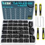 KEZE 32 Size 1540 Pcs Rubber O Rings Assortment Kit with Pick and Hook Set for Assorted Faucet Plumbing Pressure Washer Automotive Repair,Air or Gas Sealing Connections Oring OD:4mm-50mm