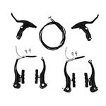 gohantee Complete Bike Brake Set, Black V Brake Set Bike Brake Lever Front and Rear Inner and Outer Cables for Most Bicycle, Road Bike, Mountain Bike