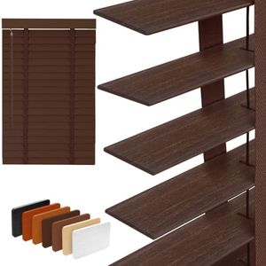 2" Slats Wood Blinds for Indoor Windows: Solid Wooden Blackout Blinds & Shades,Black Out Privacy Horizontal Blinds for Home Bedroom Bathroom Living Room Windows and Doors 71.5" WX72 H Dark Brown