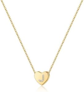 M MOOHAM Initial Necklace for Girl, Dainty 14K Gold Plated Letter J Initial Heart Necklace for Girls Gifts, Mothers Day Birthday Gifts for Daughter Girls