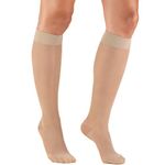 Truform Sheer Compression Stockings, 15-20 mmHg, Women's Knee High Length, 20 Denier, Nude, Medium