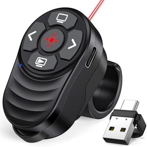 Rechargeable 2-in-1 USB Type C Wireless Presentation Clicker, Finger Ring Clicker Powerpoint Clicker with Red Light & Volume Control, Wireless Presenter Remote Pointer for Slide MAC Computer Laptop PC