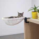 KOBUDDY | Cat Desk Bed - Soft Faux Fur Fabric, Steel Frame - Adjustable, Cat Shelf Bed for Indoor Cats - Perfect Cat Hammock for Your Desk – Supports up to 50lbs - Unique and Modern cat Furniture