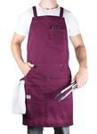 Hudson Durable Goods - Professional Grade Chef Apron for Kitchen, BBQ, and Grill (Burgundy) with Towel Loop + Tool Pockets + Quick Release Buckle, Adjustable M to XXL