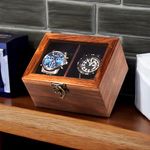 Union Artition Arts Single Wooden Watch Gift Box Vintage Jewelry Storage Travel Case Organizer for Men and Women,Wristwatch Display Box Holder (2 slot)