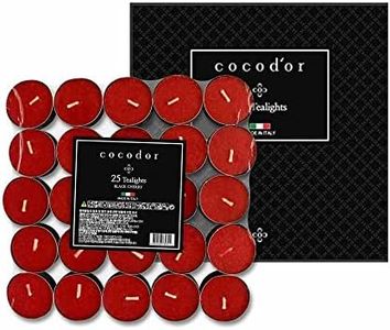 COCODOR Scented Tealight Candles - Black Cherry - 25 Pack - 4-5 Hour Extended Burn Time - Made in Italy - Cotton Wick - Room Décor & Office Décor, Home Fragrance, Gift