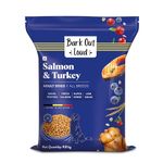 BARK OUT LOUD Adult Dog Food by Vivaldis, Fresh Salmon & Turkey, Low Grain, Rich Novel Protein & Prebiotics, Super Herbs for Healthy Skin, Fish Dry Kibbles for Medium/Large Dog- 9.8 Kg