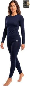 MERINNOVATION Merino Wool Base Layer Set for Women 100% Merino Wool Thermal Underwear Set Base Layer Top and Bottom Navy 250