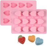 Fimary Heart-Shaped Chocolate Molds Silicone - Set of 2 Non-Stick Candy Heart Molds Silicone, Food Grade Silicone Heart Molds for Baking, Candy, Gummy, Jelly - Pink