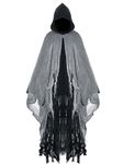 Geyoga 1 Pcs Halloween Medieval Cloak Men with Hood Horror Cape Renaissance Cloak for Adult Cosplay Props (Black, Medium)