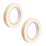 AIPL Masking Tape - 20 Meter Length 12MM / 0.5" - 2 Rolls Per Pack - Easy Tear Tape, Best for Carpenter, Labelling, Painting and leaves no residue after a peel.