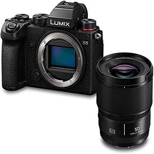 Panasonic LUMIX DC-S5E-K S5 Full Frame Mirrorless Camera with 50mm F1.8 lens, 4K 60P Video Recording with Flip Screen and Wi-Fi, L-Mount, 5-Axis Dual I.S, (Black)