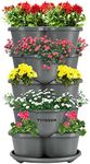 VIVOSUN 5 Tier Vertical Gardening Stackable Planter for Strawberries, Flowers, Herbs, Vegetables, Grey