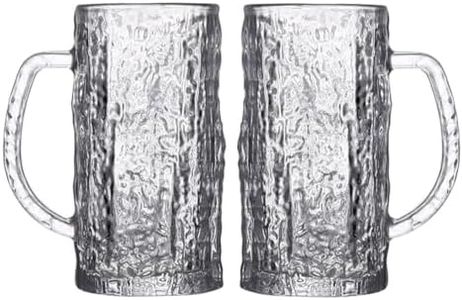 DZGUAI Pub Beer Glass - 485ML, Set of 2, Beer Glass Gift Set, Large Beer Mugs, Premium Glassware,Glacier Pattern Glass Cups