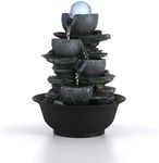 Dyna-Living Indoor Fountain, Tabletop Water Fountain, Water Fountain with LED Crystal Ball, Indoor Water Feature for Home Office Decor Relaxation,9.65"*7.28"*11.02''