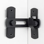 INIRET 4 Packs Barn Door Latch，Matte Black 90 Degree Stainless Steel barn gate flip Door Latch Bi-fold Door Lock,Sliding Door Antique Lock Gate Latches Wine Cabinet Carbon Steel Closet Door Latches