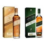 Johnnie Walker Aged 18 Year old Blended Scotch Whisky 70 cl & Johnnie Walker Green Label Blended Malt Scotch Whisky