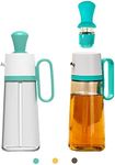 FOREVERIE Clear Glass Olive Oil Dispenser Bottle with Silicone Brush, Pour Spray Brush 3 in 1 Functions, 550ml Vinegar and Oil Bottle Pourer for Kitchen Cooking, Baking, Frying, Grilling & BBQ, Green