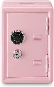 Younion Money Safe and Cash Lock Box, Mini Size Security Safe Box for Money Jewelry and valuables, 4.6"x 4.2"x 6.9" Pink