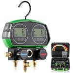 Bonvoisin HVAC Digital Manifold Gauge Set, 90 Kinds Refrigeration Data, Dual Screen Display, with Refrigerant Hoses, for Testing Maintaining Air-Conditioner Refrigerator