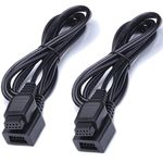 JoFong 9 Pin Controller Extension Cable for AV 620 HD 621 HD 821 Classic Retro Game Console Plug and Play Wired Video Game Controller Gamepad Extension Cable 5.8FT 2-Pack Black